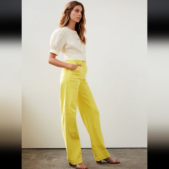 Aritizia Le Fou Wilfred Iven Unique Yellow Cargo 10 High Rise Utility Pants - Picture 3 of 12